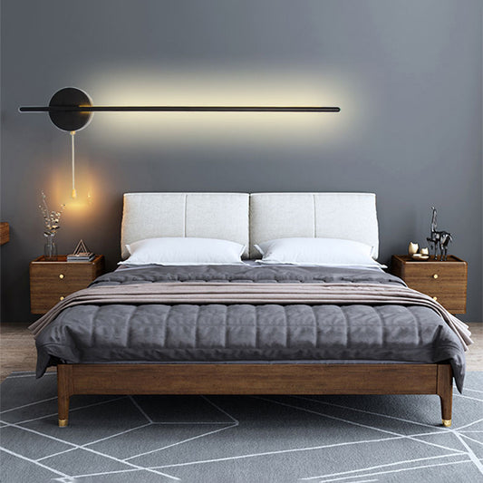 Metallic Tube Shaped Wall Mount Light Simplicity Black LED Wall Lighting with Pull Chain for Corridor Black Clearhalo 'Cast Iron' 'Glass' 'Industrial' 'Modern wall lights' 'Modern' 'Tiffany' 'Traditional wall lights' 'Wall Lamps & Sconces' 'Wall Lights' Lighting' 2236378