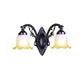Floral Bedroom Wall Lighting Retro Frosted Glass 1/2 Lights Black Wall Sconce Light with Metal Curvy Arm Clearhalo 'Wall Lamps & Sconces' 'Wall Lights' Lighting' 223812