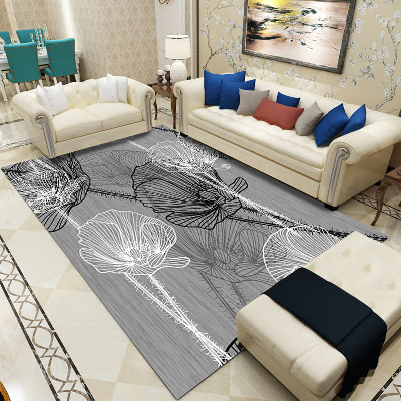 Nordic Home Decoration Rug Multi Colored Plant Pattern Indoor Rug Polyster Easy Care Pet Friendly Washable Rug Grey Clearhalo 'Area Rug' 'Modern' 'Rugs' Rug' 2238277