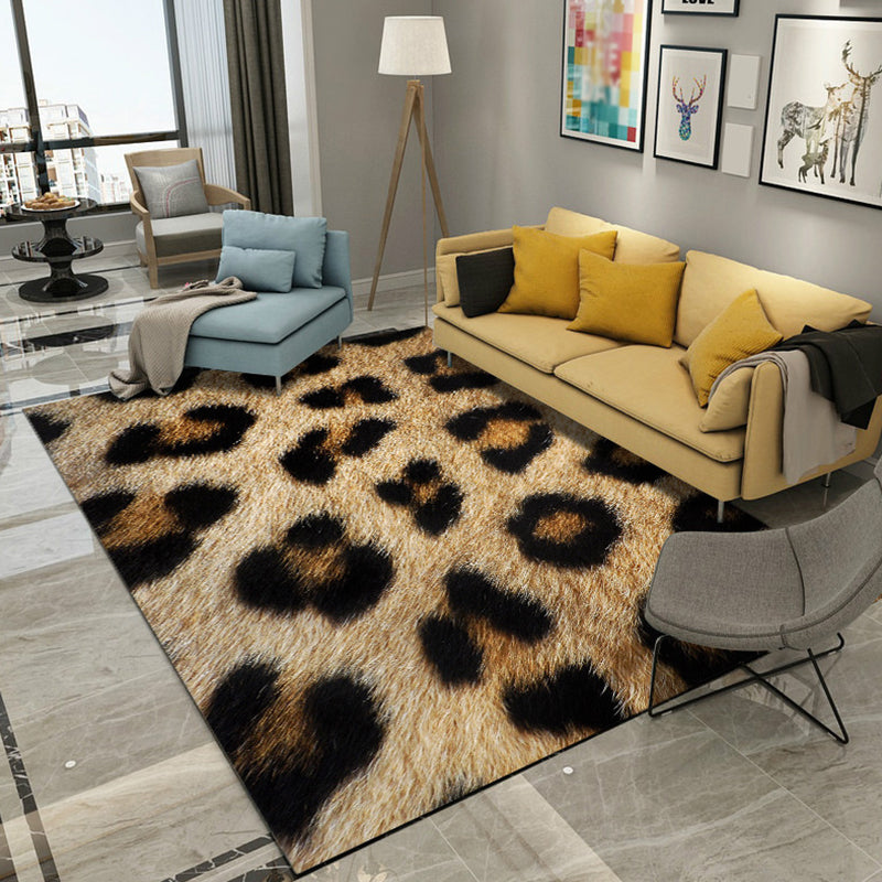 Modern Living Room Rug Multi Color Animal Fur Print Rug Polyster Easy Care Machine Washable Carpet Brown Clearhalo 'Area Rug' 'Casual' 'Rugs' Rug' 2238312
