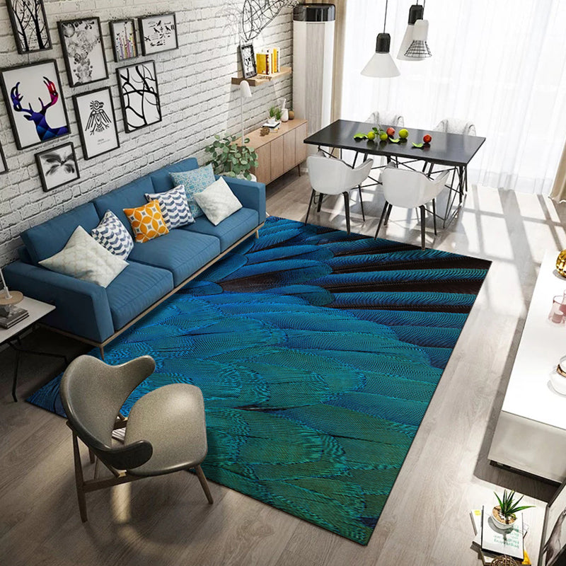 Modern Living Room Rug Multi Color Animal Fur Print Rug Polyster Easy Care Machine Washable Carpet Blue Clearhalo 'Area Rug' 'Casual' 'Rugs' Rug' 2238322