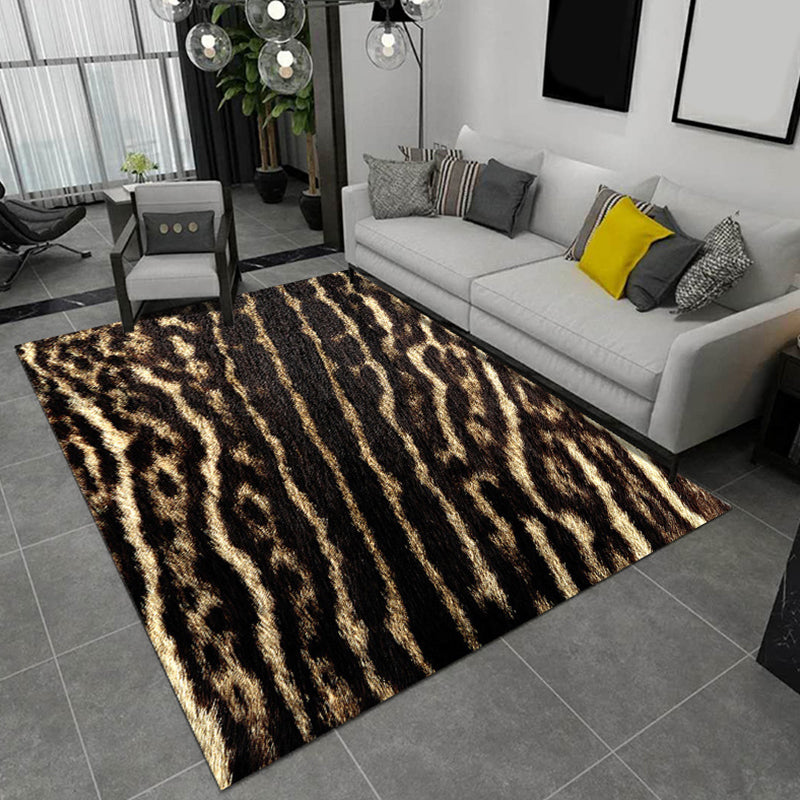 Modern Living Room Rug Multi Color Animal Fur Print Rug Polyster Easy Care Machine Washable Carpet Black Clearhalo 'Area Rug' 'Casual' 'Rugs' Rug' 2238324