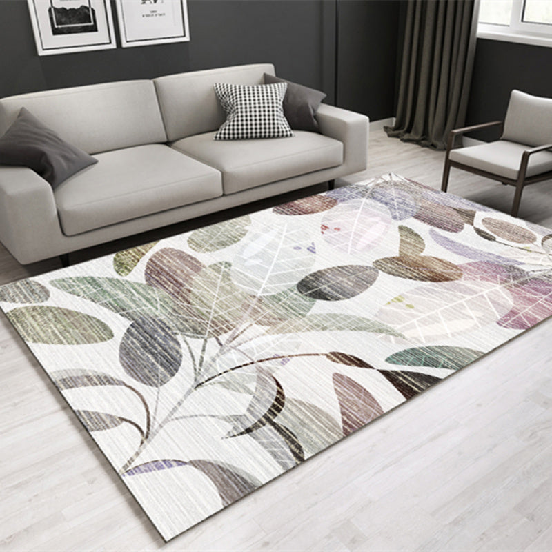 Modern Plant Printed Rug Multi-Color Polypropylene Area Rug Pet Friendly Machine Washable Carpet for Room Grey Clearhalo 'Area Rug' 'Rug' 2238397