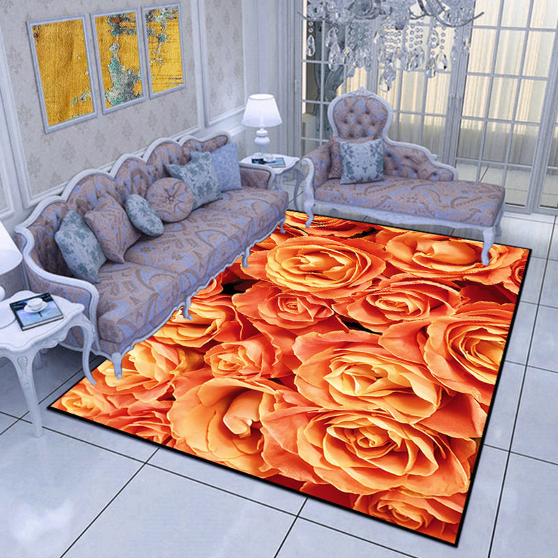 Comfort Bedroom Rug Multi Color Plant Pattern Area Carpet Polypropylene Easy Care Machine Washable Rug Yellow-Red Clearhalo 'Area Rug' 'Modern' 'Rugs' Rug' 2238411