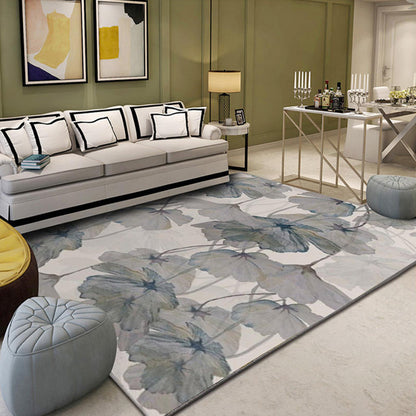 Multi Color Living Room Rug Asia Plant Print Carpet Polyster Pet Friendly Easy Care Indoor Rug Grey Clearhalo 'Area Rug' 'Modern' 'Rugs' Rug' 2238421