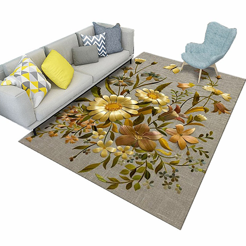 Modern Floral Pattern Rug Multi-Color Polyster Indoor Rug Pet Friendly Stain-Resistant Carpet for Childrens Bedroom Clearhalo 'Area Rug' 'Modern' 'Rugs' Rug' 2238447