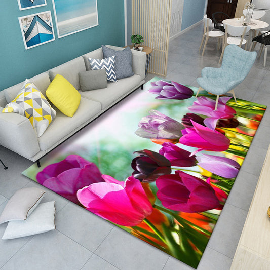 Modern Floral Pattern Rug Multi-Color Polyster Indoor Rug Pet Friendly Stain-Resistant Carpet for Childrens Bedroom Pink Clearhalo 'Area Rug' 'Modern' 'Rugs' Rug' 2238451