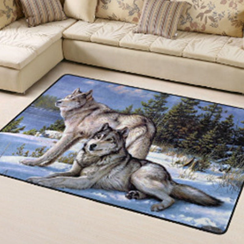 Funky Multicolor Tropical Rug Synthetics Animal Print Area Carpet Pet Friendly Easy Care Indoor Rug for Decoration Blue Clearhalo 'Area Rug' 'Rug' 2238464