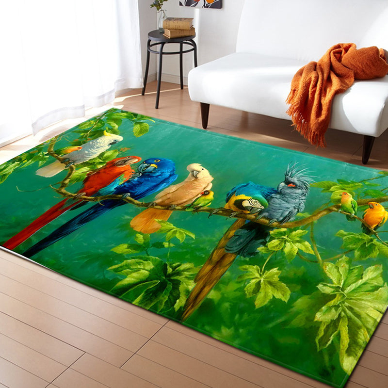 Funky Multicolor Tropical Rug Synthetics Animal Print Area Carpet Pet Friendly Easy Care Indoor Rug for Decoration Green Clearhalo 'Area Rug' 'Rug' 2238481