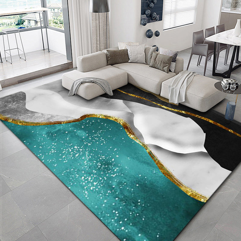 Luxury Geometric Print Rug Multi-Color Synthetics Carpet Anti-Slip Backing Pet Friendly Rug for Living Room Aqua Clearhalo 'Area Rug' 'Rug' 2238574