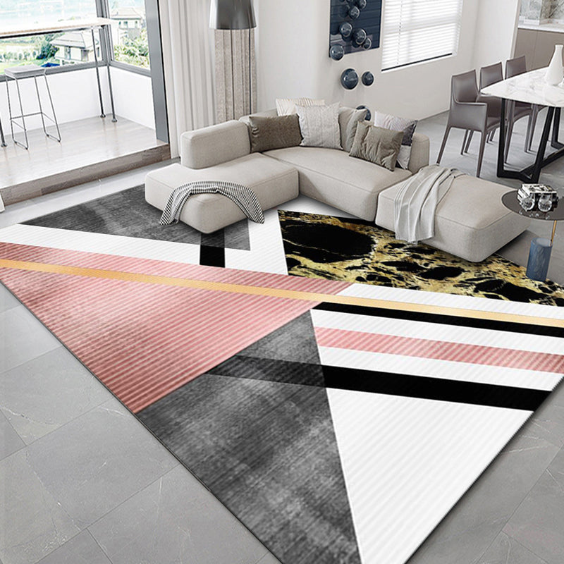 Luxury Geometric Print Rug Multi-Color Synthetics Carpet Anti-Slip Backing Pet Friendly Rug for Living Room Pink Clearhalo 'Area Rug' 'Rug' 2238576