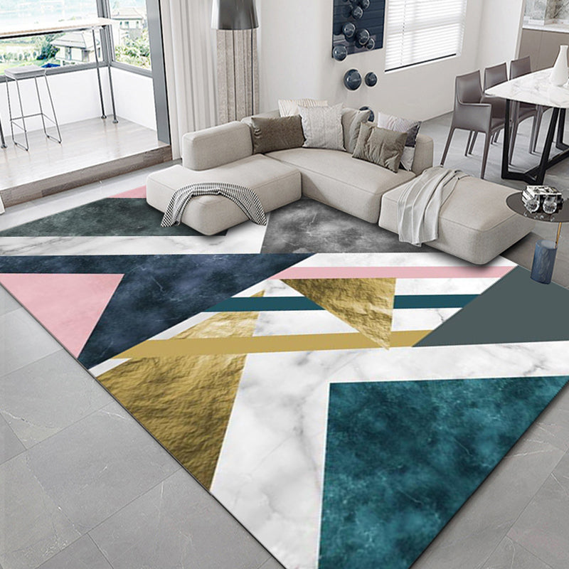 Luxury Geometric Print Rug Multi-Color Synthetics Carpet Anti-Slip Backing Pet Friendly Rug for Living Room Green-Pink Clearhalo 'Area Rug' 'Rug' 2238577