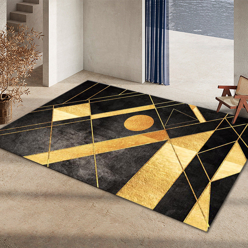 Glam Home Decoration Rug Multi Color Abstract Print Rug Polypropylene Non-Slip Backing Easy Care Carpet Black-Gold Clearhalo 'Area Rug' 'Rug' 2238619