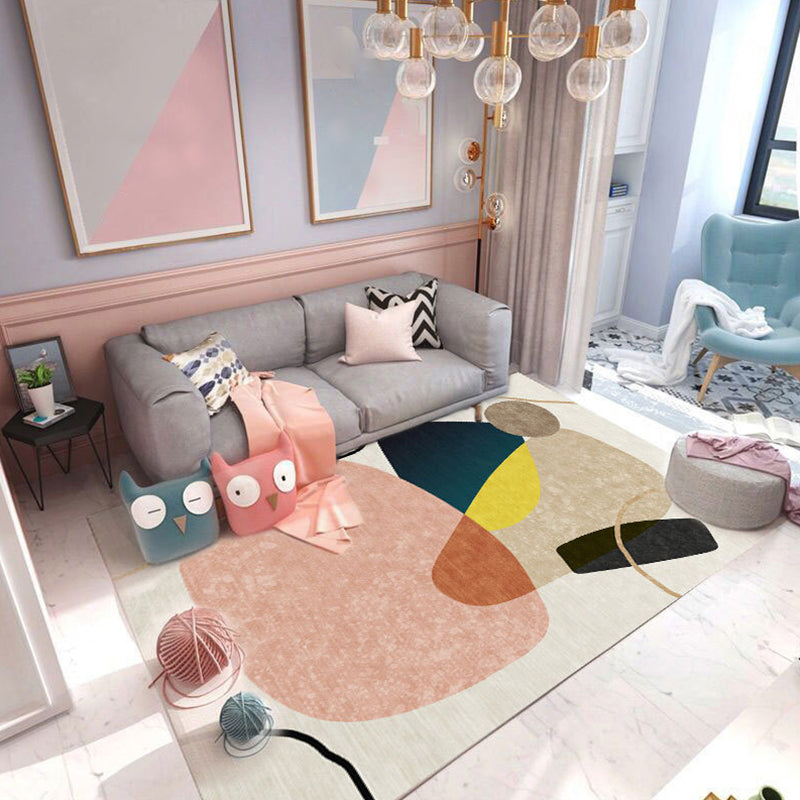 Novelty Geometric Rug Multi-Color Polyster Area Carpet Pet Friendly Stain-Resistant Indoor Rug for Living Room Pink Clearhalo 'Area Rug' 'Rug' 2238649