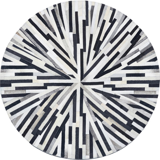Multicolor Creative Rug Cowhide Stripe Printed Area Carpet Pet Friendly Machine Washable Rug for Decoration Black Gray-White Clearhalo 'Area Rug' 'Modern' 'Rugs' Rug' 2238682