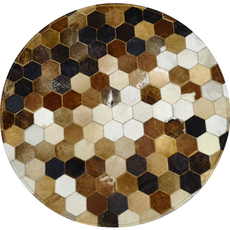 Funky Home Decoration Rug Multi Color Geometric Printed Area Carpet Cowhide Non-Slip Easy Care Rug White-Brown Clearhalo 'Area Rug' 'Modern' 'Rugs' Rug' 2238695