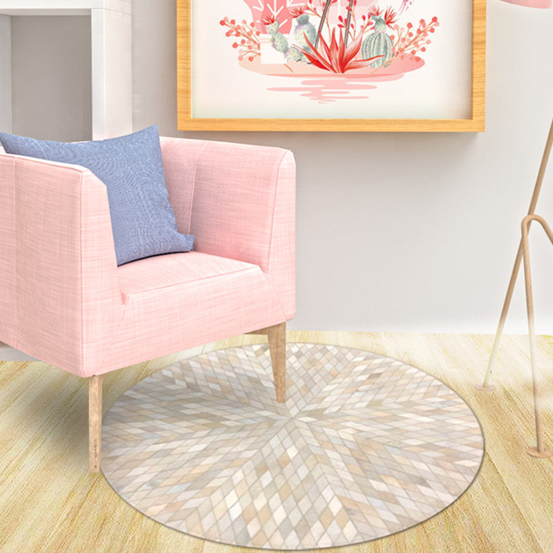 Milky White Simplicity Rug Cowhide Plaid Print Carpet Easy Care Machine Washable Rug for Living Room Clearhalo 'Area Rug' 'Rug' 2238704