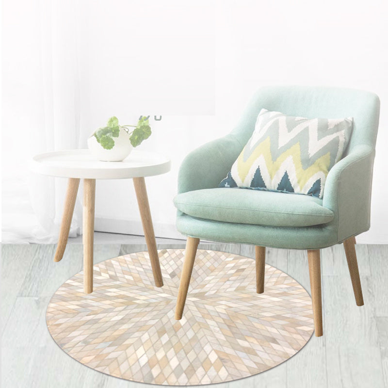 Milky White Simplicity Rug Cowhide Plaid Print Carpet Easy Care Machine Washable Rug for Living Room Clearhalo 'Area Rug' 'Rug' 2238705