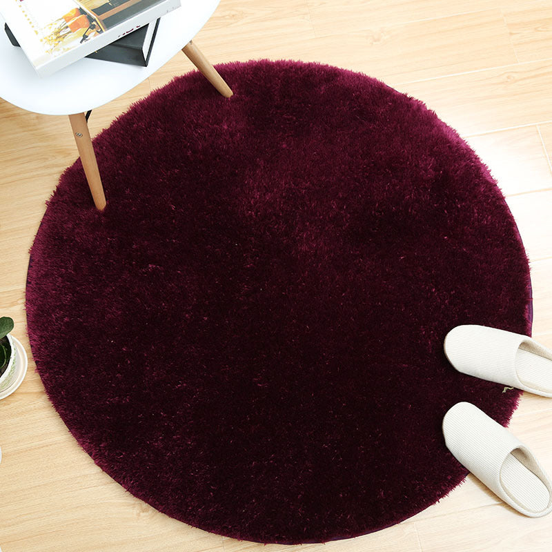Modern Bedroom Rug Multi Colored Plain Area Carpet Fluffy Anti-Slip Backing Machine Washable Easy Care Rug Burgundy Clearhalo 'Area Rug' 'Casual' 'Rugs' Rug' 2238763
