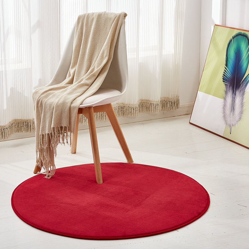 Simplicity Room Rug Multi Color Solid Color Area Carpet Synthetics Non-Slip Backing Easy Care Washable Indoor Rug Burgundy Clearhalo 'Area Rug' 'Casual' 'Rugs' Rug' 2238780