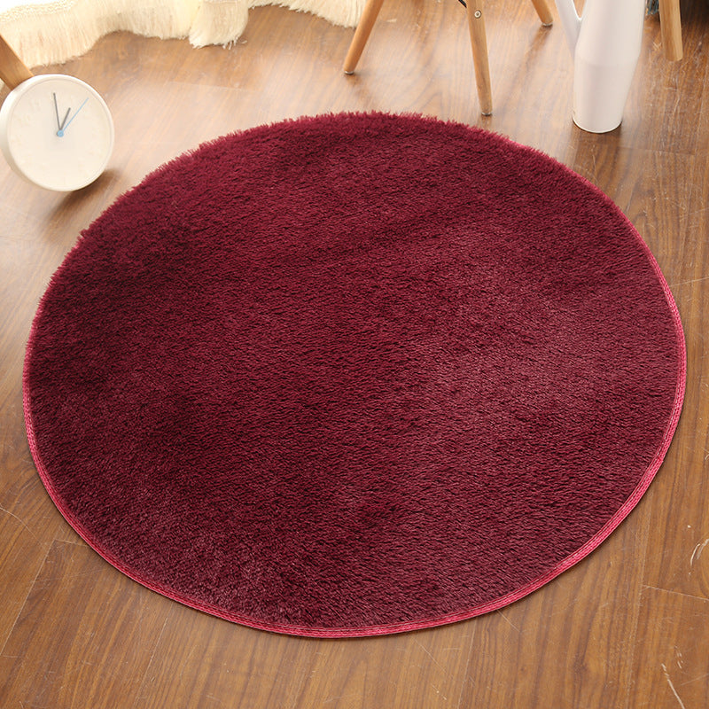 Multi Colored Comfort Rug Polypropylene Solid Color Carpet Non-Slip Backing Pet Friendly Washable Rug for Bedroom Burgundy Clearhalo 'Area Rug' 'Casual' 'Rugs' Rug' 2238924