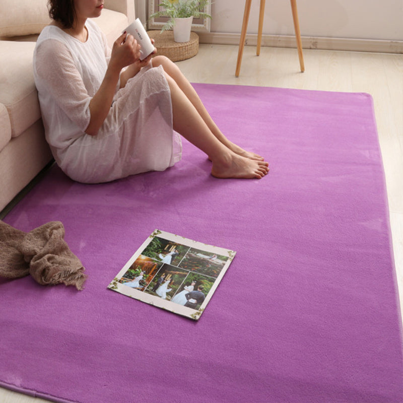 Simple Multi Color Plain Rug Polyster Relaxing Area Carpet Non-Slip Easy Care Washable Indoor Rug for Parlor Purple Clearhalo 'Area Rug' 'Casual' 'Rugs' Rug' 2239018