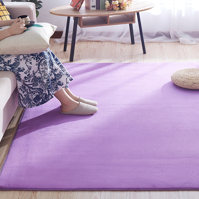 Multi-Colored Simple Rug Polypropylene Plain Area Rug Non-Slip Backing Machine Washable Carpet for Bedroom Purple Clearhalo 'Area Rug' 'Casual' 'Rugs' Rug' 2239070
