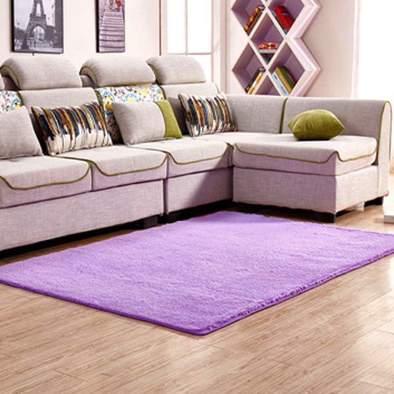 Simple Multi Color Plain Rug Cotton Comfort Area Carpet Non-Slip Backing Pet Friendly Rug for Bedroom Purple Clearhalo 'Area Rug' 'Casual' 'Rugs' Rug' 2239147
