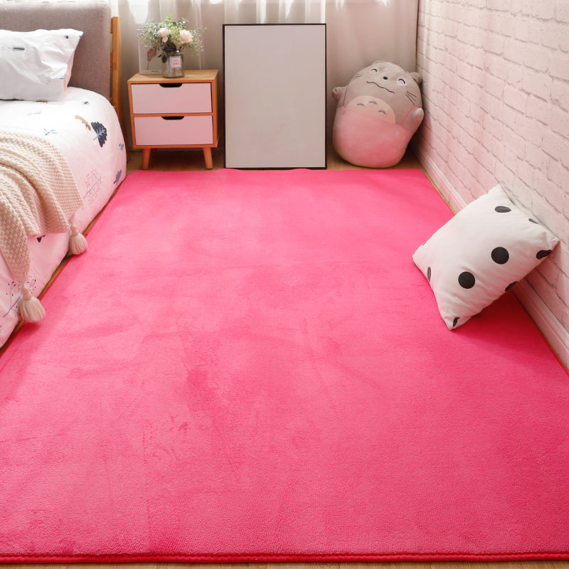Multi Color Casual Rug Synthetics Solid Color Area Carpet Anti-Slip Backing Washable Easy Care Indoor Rug for Bedroom Rose Red Clearhalo 'Area Rug' 'Rug' 2239206