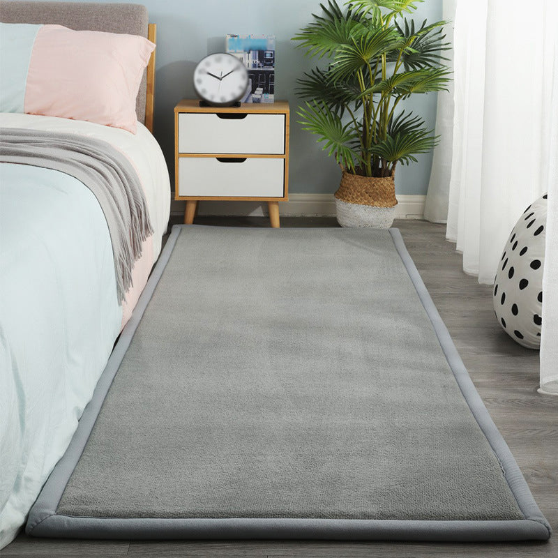 Contemporary Bedroom Rug Multi Color Solid Area Carpet Polyster Pet Friendly Anti-Slip Backing Rug Silver Gray Clearhalo 'Area Rug' 'Casual' 'Rugs' Rug' 2239230