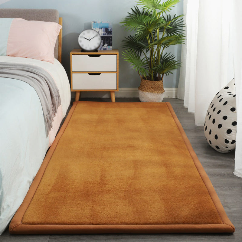 Contemporary Bedroom Rug Multi Color Solid Area Carpet Polyster Pet Friendly Anti-Slip Backing Rug Khaki Clearhalo 'Area Rug' 'Casual' 'Rugs' Rug' 2239235