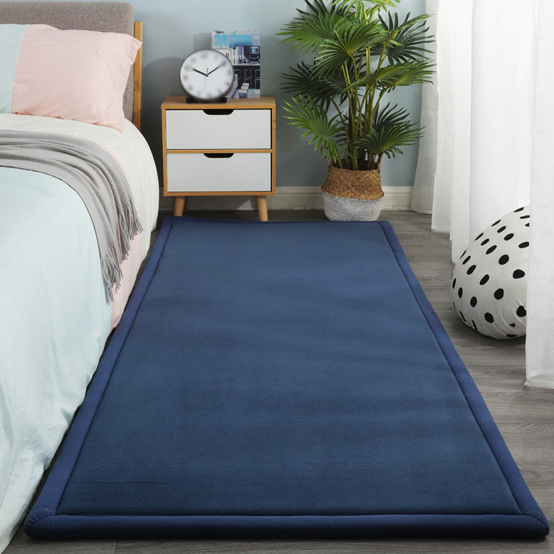Contemporary Bedroom Rug Multi Color Solid Area Carpet Polyster Pet Friendly Anti-Slip Backing Rug Dark Blue Clearhalo 'Area Rug' 'Casual' 'Rugs' Rug' 2239237