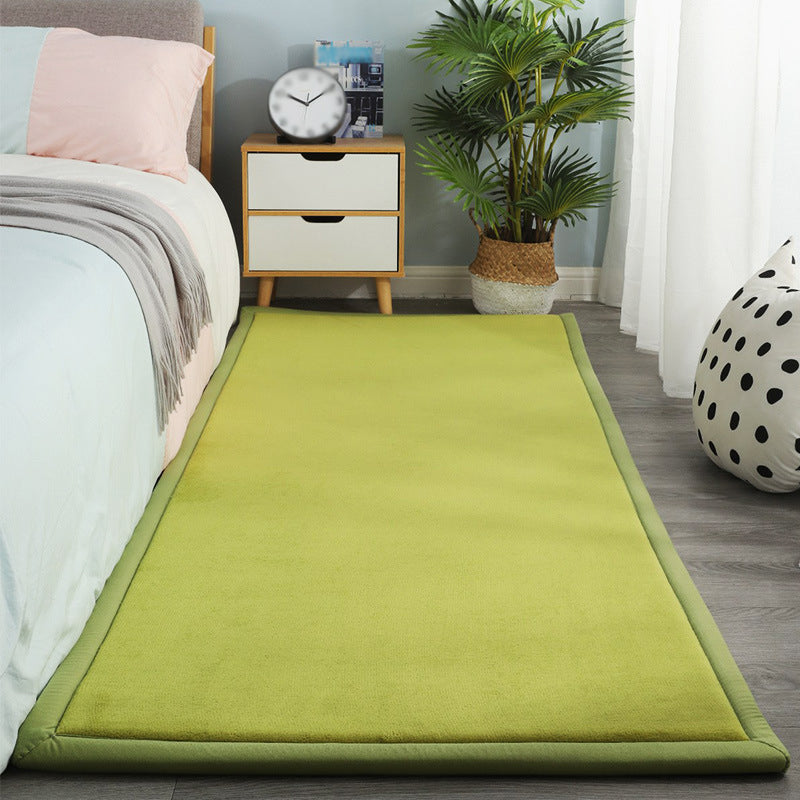 Contemporary Bedroom Rug Multi Color Solid Area Carpet Polyster Pet Friendly Anti-Slip Backing Rug Green Clearhalo 'Area Rug' 'Casual' 'Rugs' Rug' 2239243