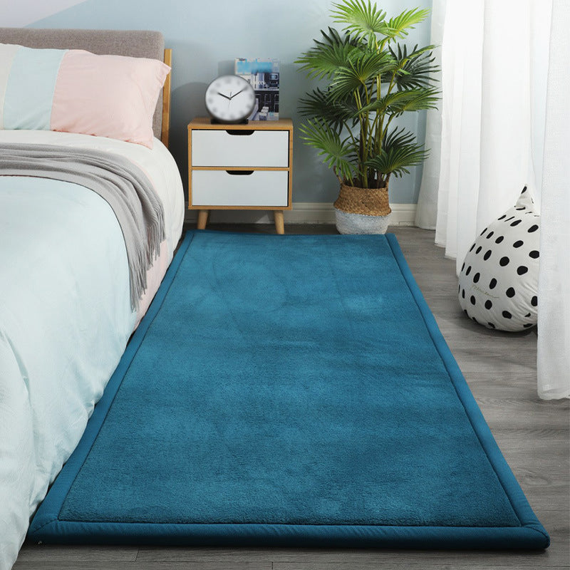 Contemporary Bedroom Rug Multi Color Solid Area Carpet Polyster Pet Friendly Anti-Slip Backing Rug Navy Clearhalo 'Area Rug' 'Casual' 'Rugs' Rug' 2239246