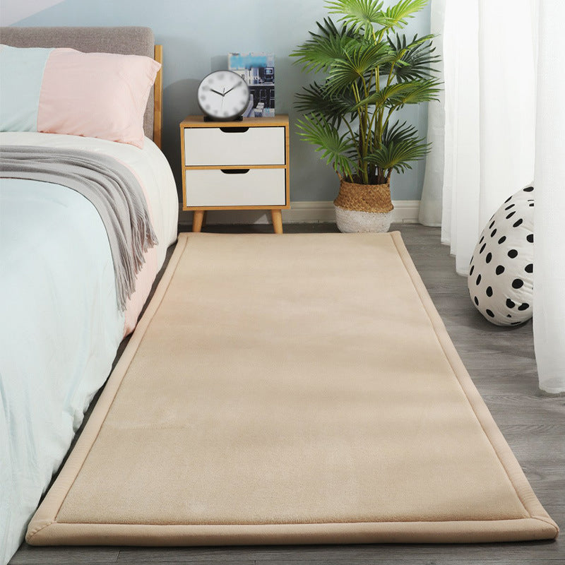 Contemporary Bedroom Rug Multi Color Solid Area Carpet Polyster Pet Friendly Anti-Slip Backing Rug Light Camel Clearhalo 'Area Rug' 'Casual' 'Rugs' Rug' 2239248