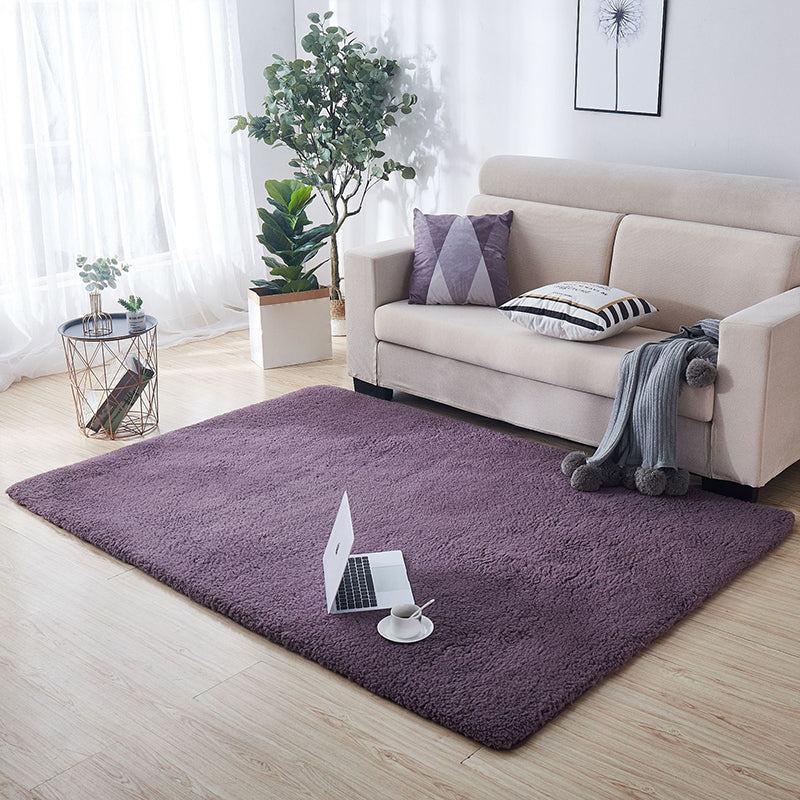 Multi-Colored Plain Rug Synthetics Minimalist Carpet Pet Friendly Anti-Slip Backing Indoor Rug for Living Room Purple Clearhalo 'Area Rug' 'Casual' 'Rugs' Rug' 2239359