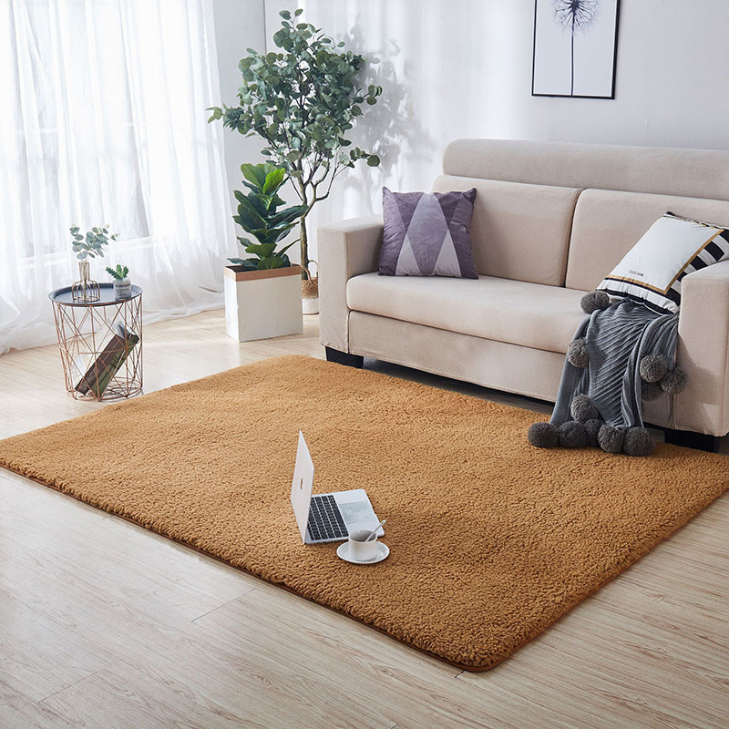 Multi-Colored Plain Rug Synthetics Minimalist Carpet Pet Friendly Anti-Slip Backing Indoor Rug for Living Room Khaki Clearhalo 'Area Rug' 'Casual' 'Rugs' Rug' 2239363