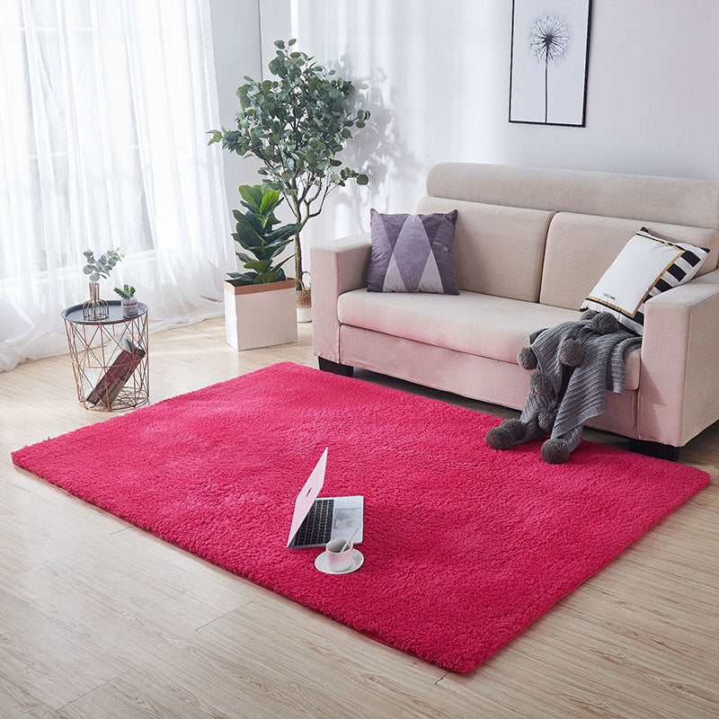 Multi-Colored Plain Rug Synthetics Minimalist Carpet Pet Friendly Anti-Slip Backing Indoor Rug for Living Room Rose Red Clearhalo 'Area Rug' 'Casual' 'Rugs' Rug' 2239364