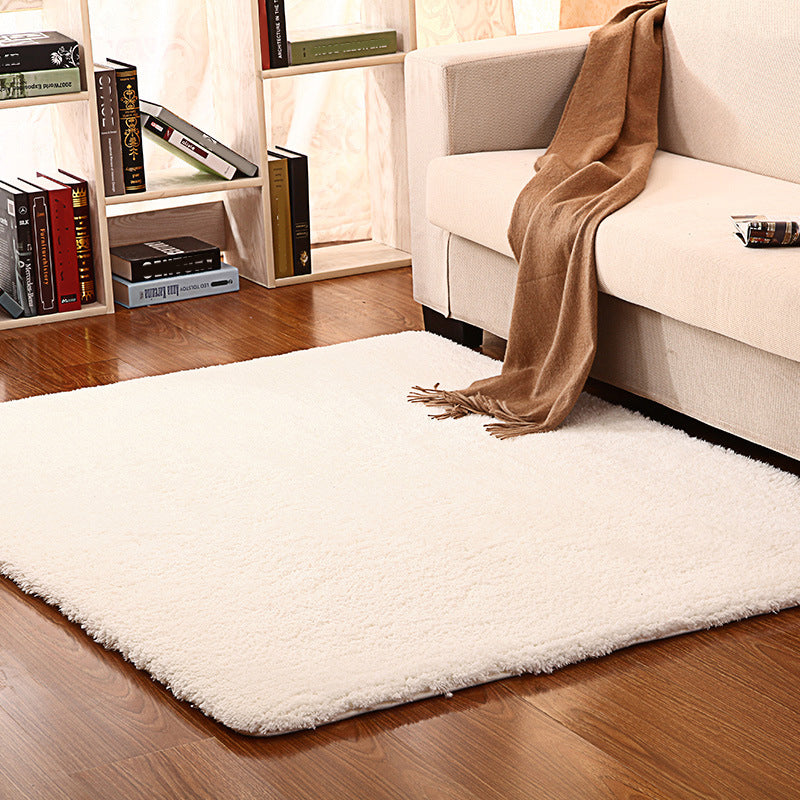 Casual Plain Rug Multi Color Polyster Area Rug Non-Slip Backing Easy Care Washable Carpet for Bedroom White Clearhalo 'Area Rug' 'Casual' 'Rugs' Rug' 2239377