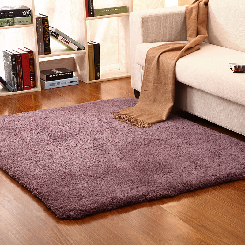 Casual Plain Rug Multi Color Polyster Area Rug Non-Slip Backing Easy Care Washable Carpet for Bedroom Purple Clearhalo 'Area Rug' 'Casual' 'Rugs' Rug' 2239378