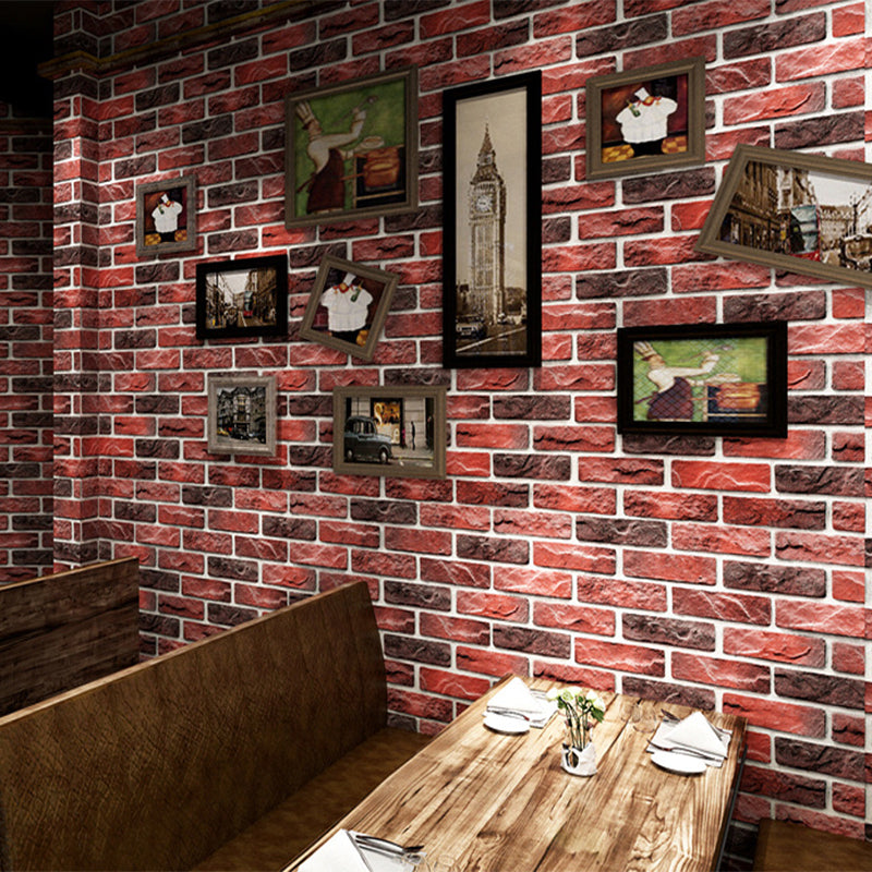 Faux Brick Wallpaper Roll for Bar Decoration 3D Effect Wall Art in Dark Color, Stain-Resistant Clearhalo 'Industrial wall decor' 'Industrial' 'Wallpaper' Wall Decor' 2239435