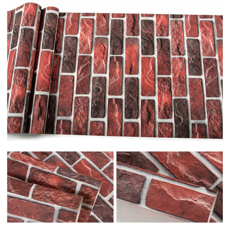 Faux Brick Wallpaper Roll for Bar Decoration 3D Effect Wall Art in Dark Color, Stain-Resistant Clearhalo 'Industrial wall decor' 'Industrial' 'Wallpaper' Wall Decor' 2239436