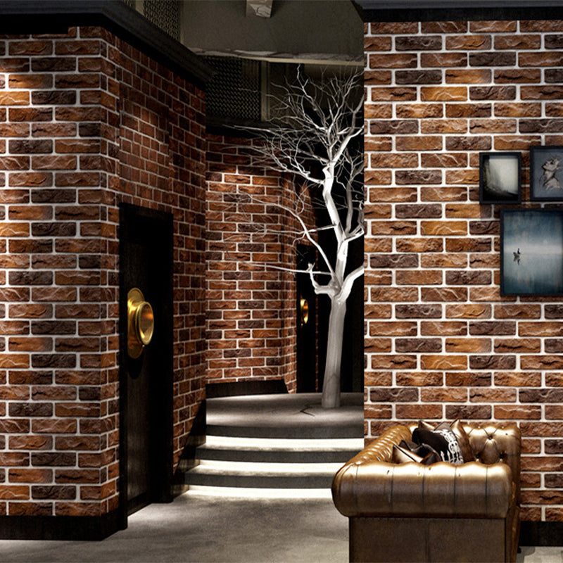 Faux Brick Wallpaper Roll for Bar Decoration 3D Effect Wall Art in Dark Color, Stain-Resistant Dark Brown Clearhalo 'Industrial wall decor' 'Industrial' 'Wallpaper' Wall Decor' 2239437