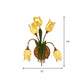 Tulip Nosegay Bedroom Sconce Light Vintage Beige Glass 2/3/5 Heads Antique Brass Wall Mounted Night Light Clearhalo 'Wall Lamps & Sconces' 'Wall Lights' Lighting' 2239469