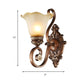 Retro Floral Wall Lamp 1 Light Frosted Glass Wall Sconce Light with Metal Curved Arm in Brown for Porch Clearhalo 'Wall Lamps & Sconces' 'Wall Lights' Lighting' 223966