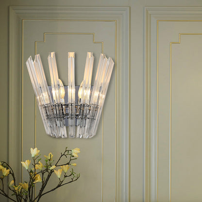 Tapered Shape Wall Mount Light Contemporary Style Clear Crystal 2 Bulbs Corridor Wall Lighting in Chrome Chrome Clearhalo 'Modern wall lights' 'Modern' 'Wall Lamps & Sconces' 'Wall Lights' Lighting' 223968