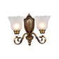 Retro Floral Sconce Light Fixture 1/2-Light White Glass Wall Mounted Light with Metal Curved Arm in Bronze Clearhalo 'Wall Lamps & Sconces' 'Wall Lights' Lighting' 223985