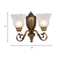 Retro Floral Sconce Light Fixture 1/2-Light White Glass Wall Mounted Light with Metal Curved Arm in Bronze Clearhalo 'Wall Lamps & Sconces' 'Wall Lights' Lighting' 223986