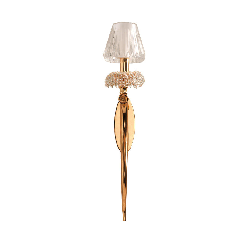 Acrylic Conical Wall Light Sconce Contemporary Style 1 Bulb Brass Finish Wall Mount Light with Clear Crystal Accent Clearhalo 'Modern wall lights' 'Modern' 'Wall Lamps & Sconces' 'Wall Lights' Lighting' 224043