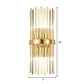 Cylinder Wall Mounted Lamp Contemporary Style Clear Crystal 2 Bulbs Golden Wall Lighting for Living Room Clearhalo 'Cast Iron' 'Glass' 'Industrial' 'Modern wall lights' 'Modern' 'Tiffany' 'Traditional wall lights' 'Wall Lamps & Sconces' 'Wall Lights' Lighting' 224079